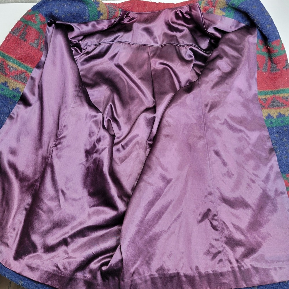 Vintage Geometric Pattern Wool Toggle Coat Women'… - image 4